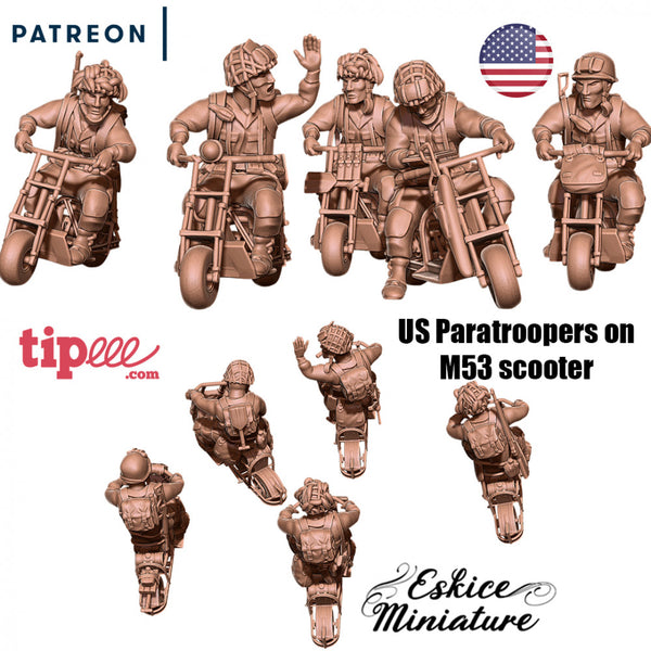 US paratroopers on M53 scooter - 28mm - Only-Games