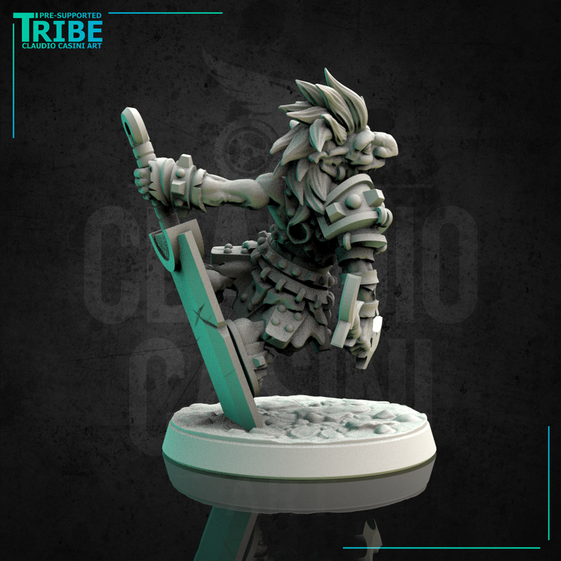 (0135) Male goblin berserker barbarian with a big sword - Only-Games