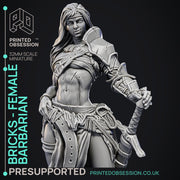 'Bricks' Female Barbarian - 32, 75, or 100 mm Model - Only-Games