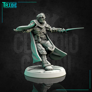 (0142) Male firbolg human elf half-orc tiefling rogue thief ranger with two small swords knives - Only-Games