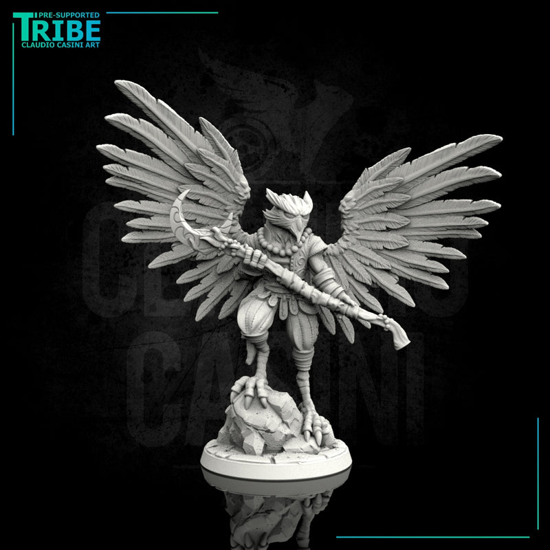 (0058) Male featherfolk birdman cleric monk with club - Only-Games