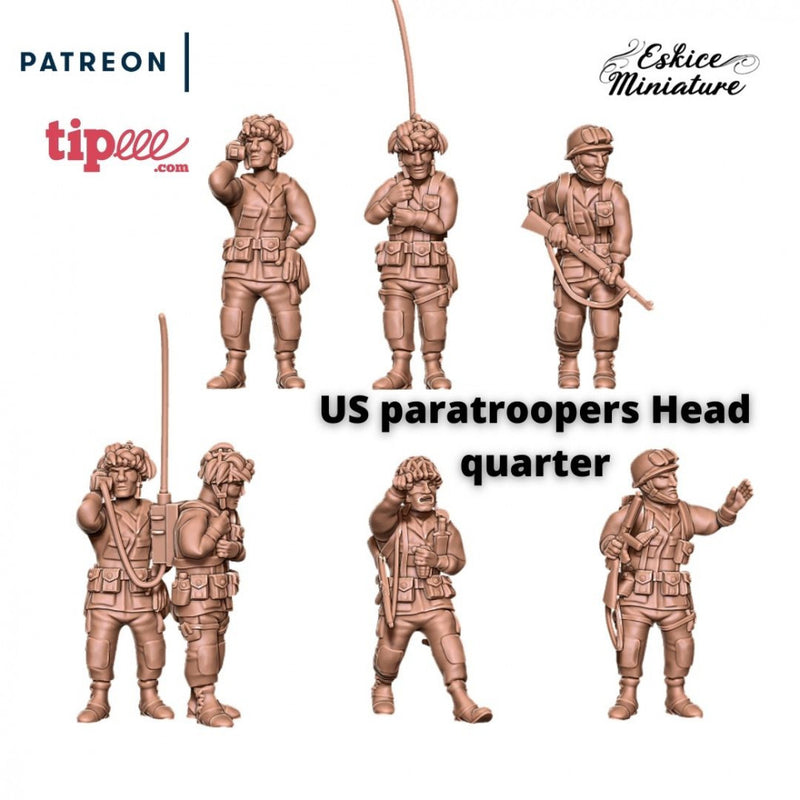 US paratroopers Head Quarter- 28mm - Only-Games