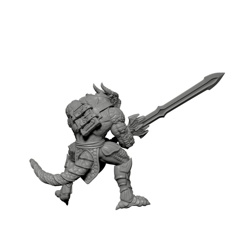 Dragonborn Paladin with two-handed sword 28mm scale.stl - Only-Games