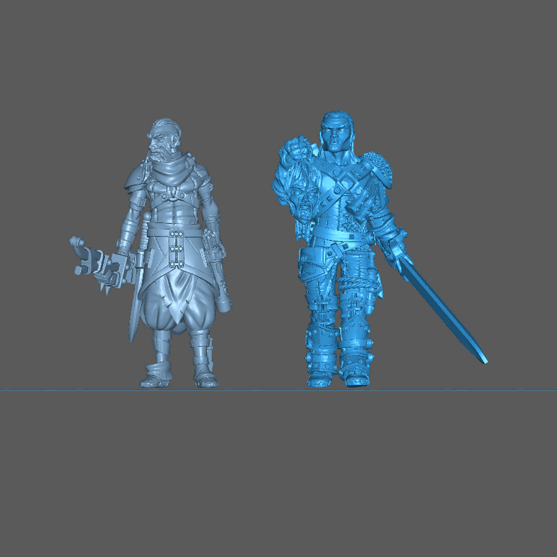 (0074) Male half-orc human elf tiefling warrior witch hunter with sword - Only-Games