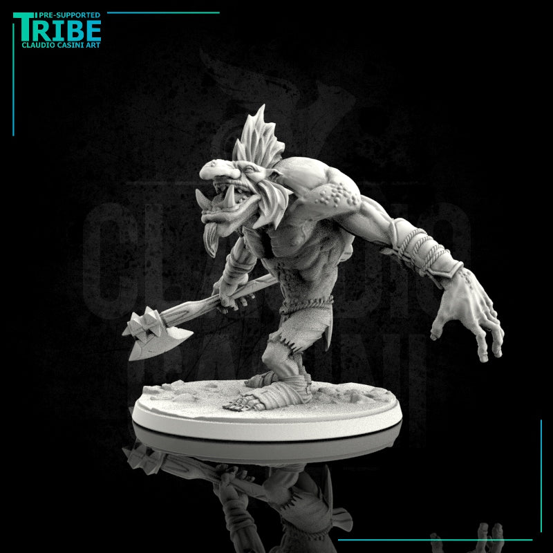 (0034) Male wild Troll with club and axe - Only-Games