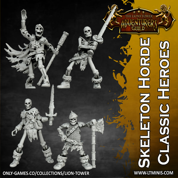 Skeleton Horde Classic Heroes (x4 models) - Only-Games