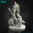 (0157) Female rabbitfolk wizard with a magical club, cape and a knife - Only-Games