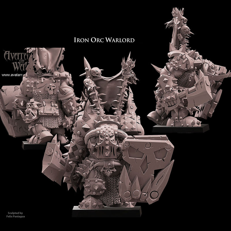 Iron Black Orc Warlord with weapon & shield - Only-Games