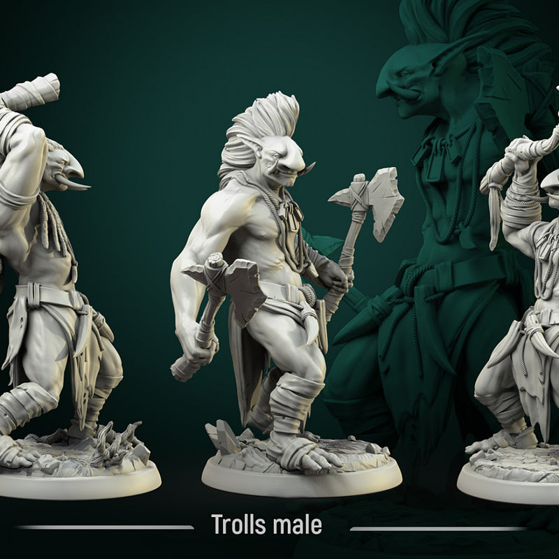 Trolls male set 3 miniatures 32mm - Only-Games