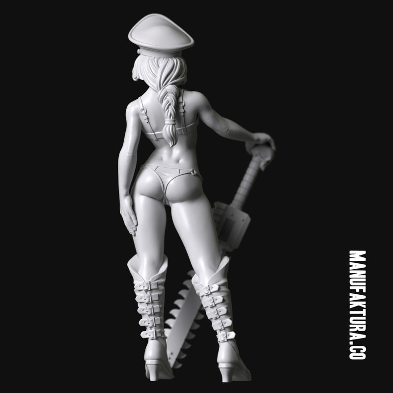 Dom Series 01a - Sexy Commissar Girl with Cap & Chainsaw Sword - Only-Games