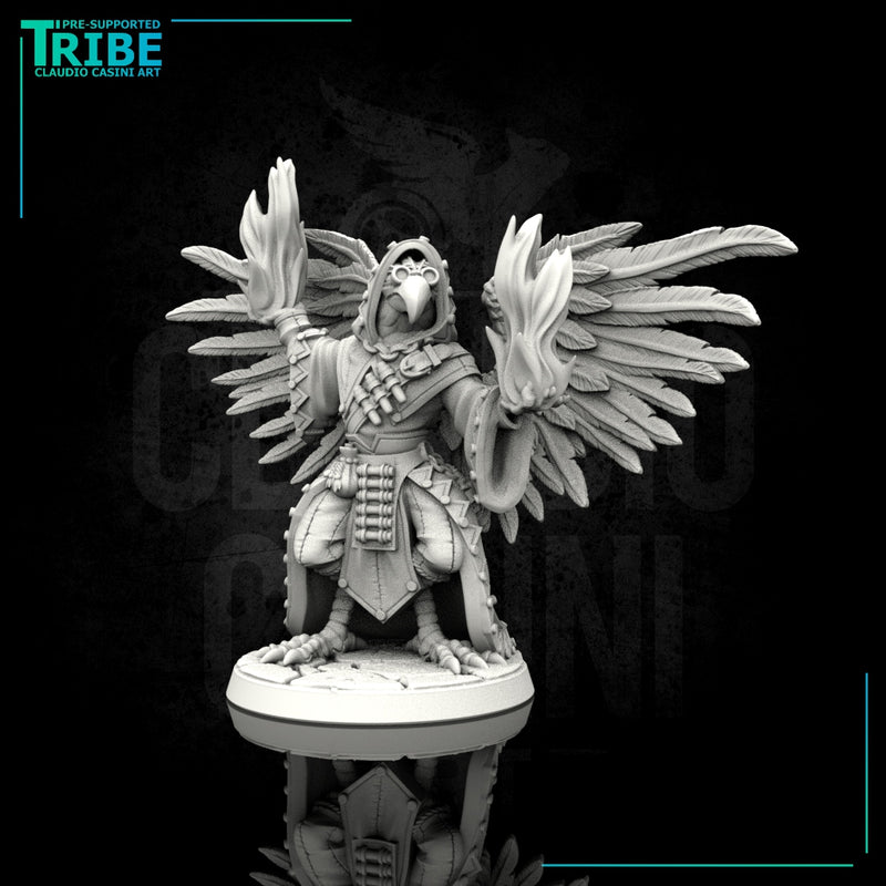 (0077) Male featherfolk birdman wizard with flame spell - Only-Games