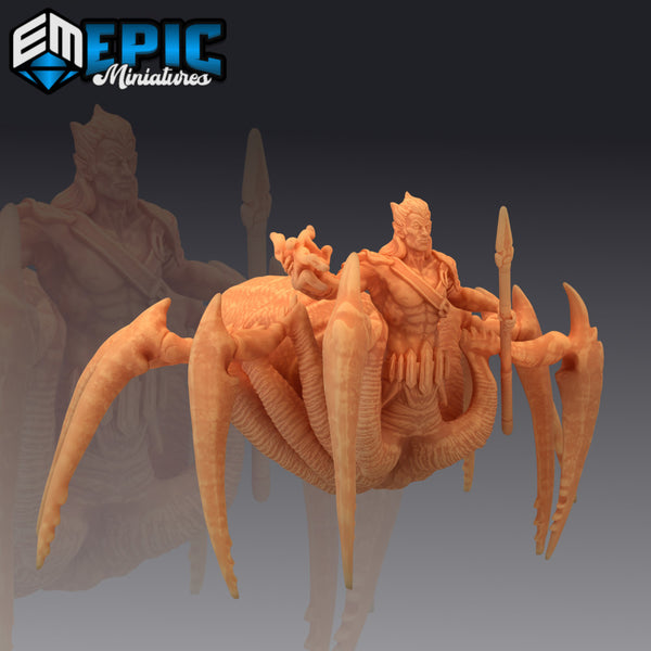 Dark Elf Spider Mage / Drider Abomination Adventurer / Huge Cave Arachnid - Only-Games
