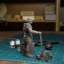 Farmer With Fork And Box Of Hay - TytanTroll Miniatures - DnD - Fantasy - Only-Games