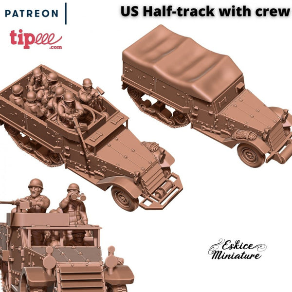US Half-Track with crew - 28mm for wargame - Only-Games