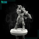 (0043) Female human tiefling firbolg half-orc barbarian with big sword - Only-Games