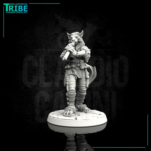 (0079) Female felinid bard with magic flute - Only-Games