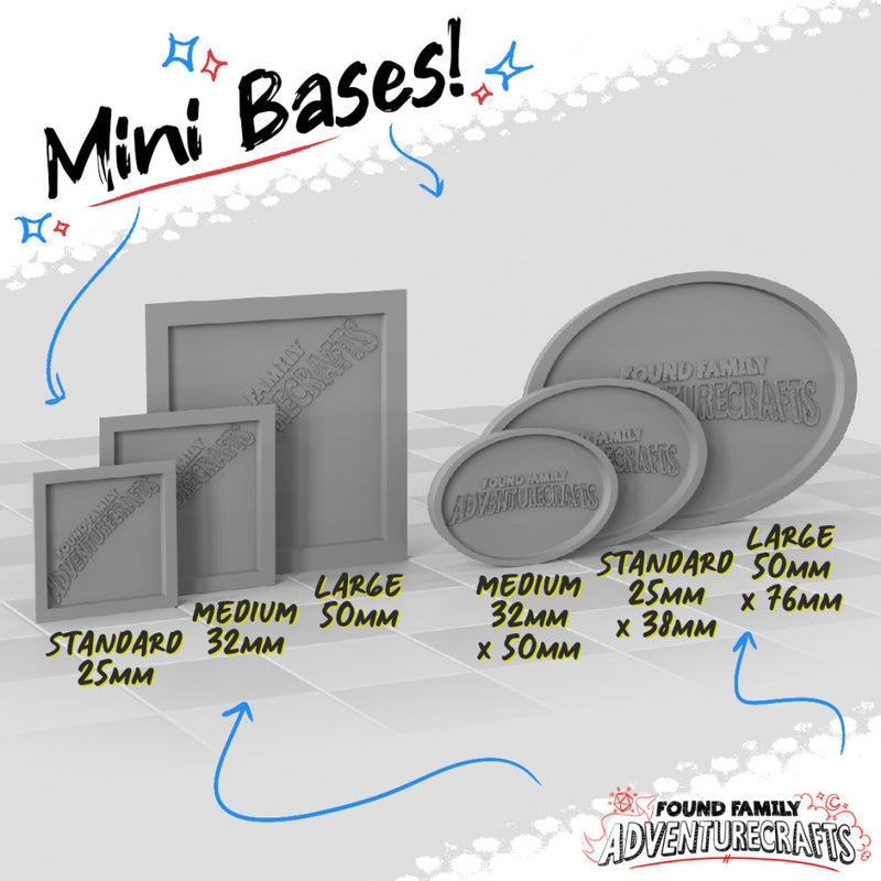 Bases - Square and Oval 25mm, 32mm, 50mm - Only-Games