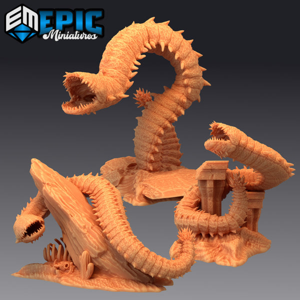 Purple Worm Set / Giant Spiked Desert Creeper / Desert Sandworm / Cave Crawler - Only-Games