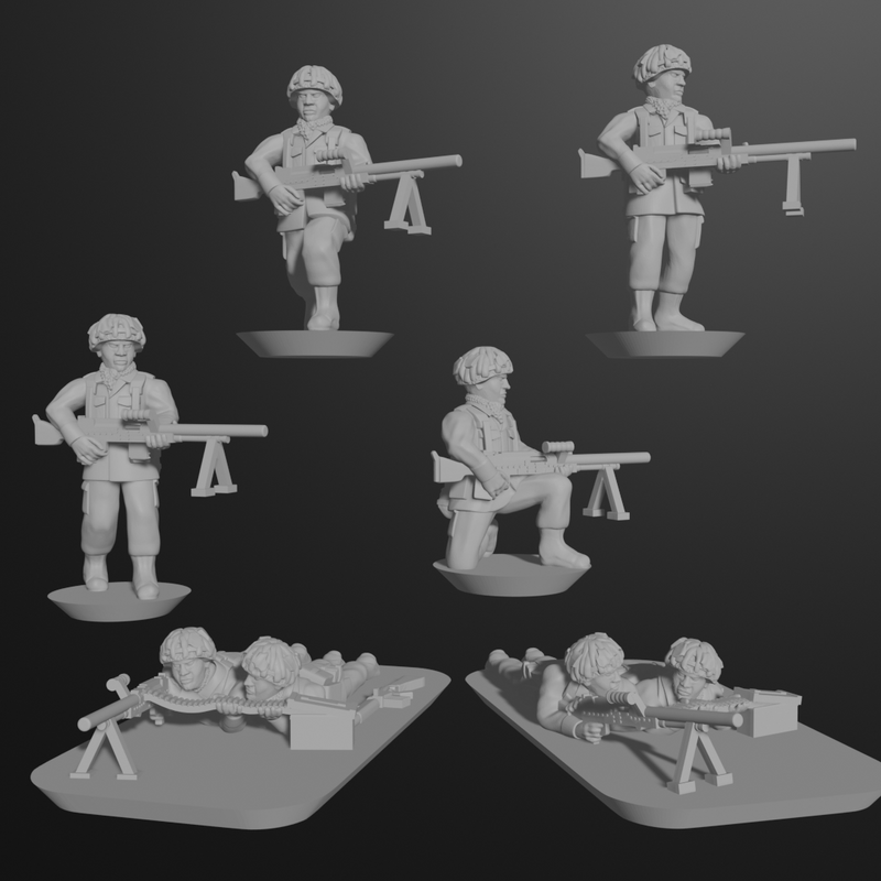 10 & 15mm British Infantry in Helmets with L7A2 GPMGs (12 models) - Only-Games