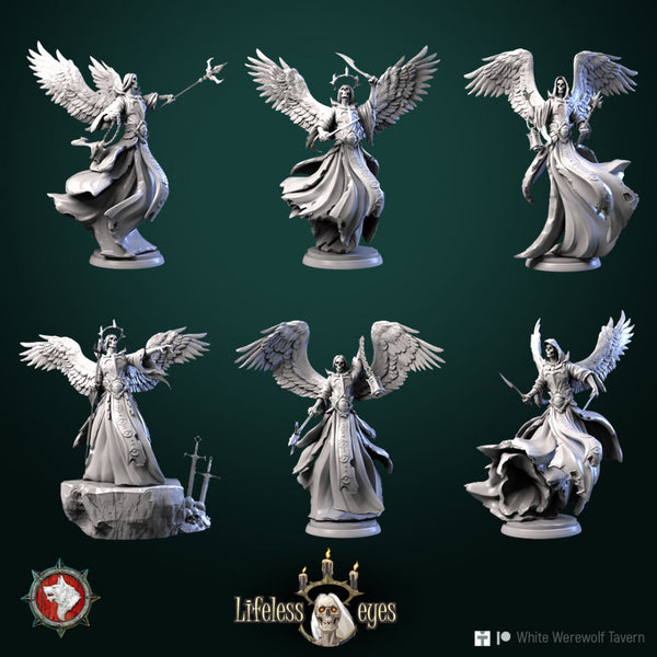 Winged undeads casters set 6 miniatures 32mm pre-supported - Only-Games