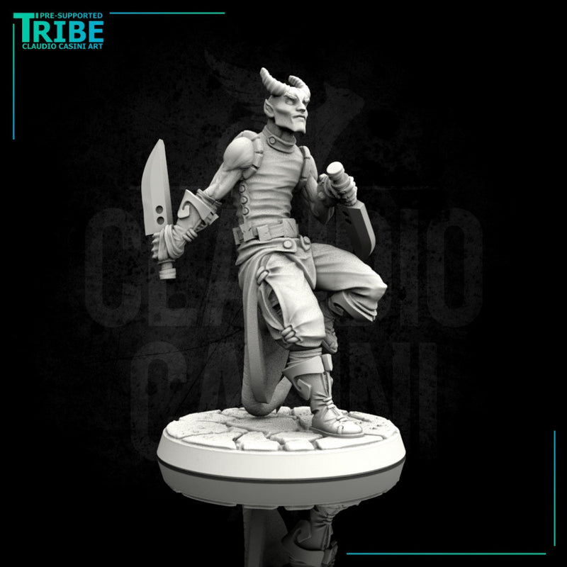 (0020) Male human tiefling elf hobgoblin thief rogue with knives - Only-Games