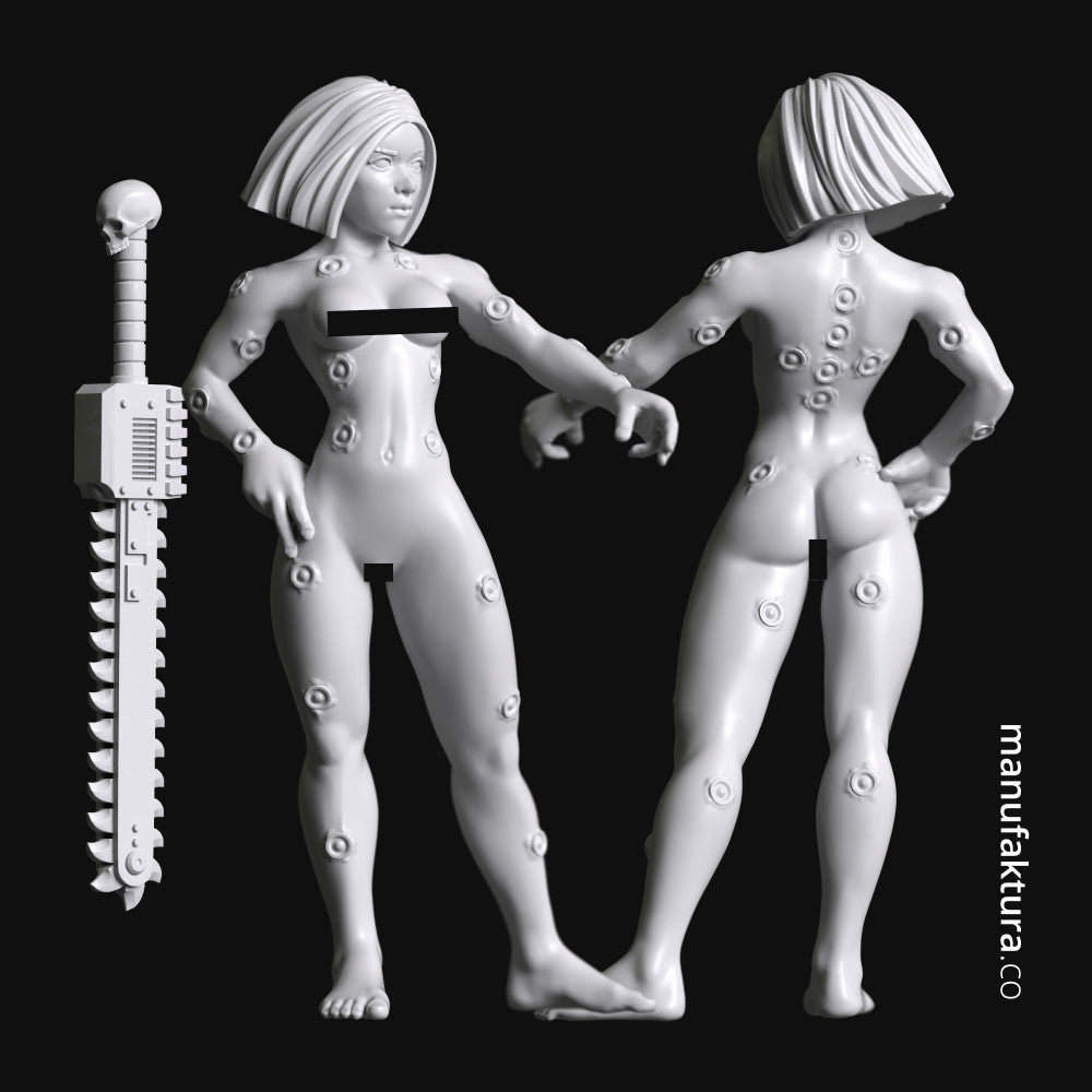 Sedition Series 05e - Naked Gene-enhanced Female Battle Sister with  Chainsaw Sword - Manufaktura - Miniatures by Only-Games.co