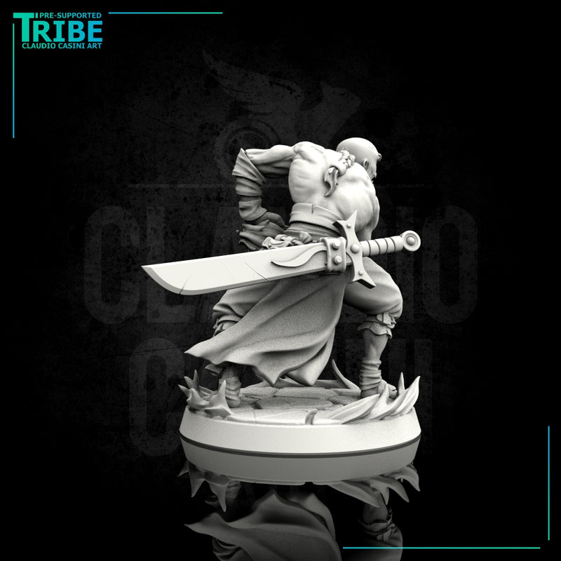 Male human monk with sword and hadoken - Only-Games