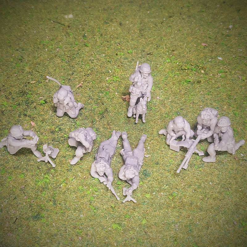 US paratroopers Supports HMG & Mortar x10 - 28mm - Only-Games