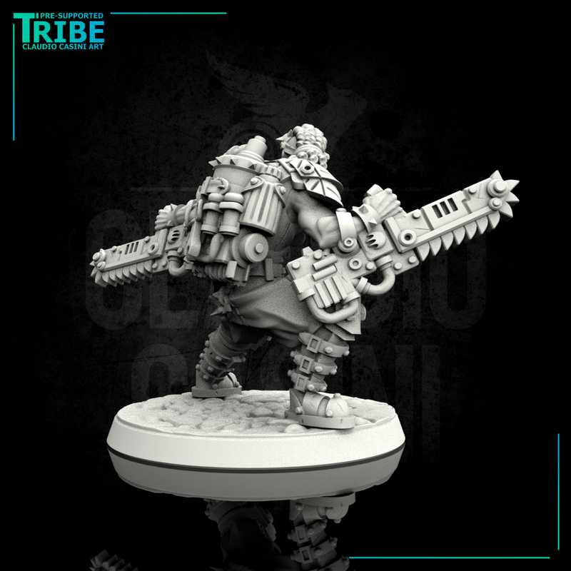 Male post-apocalyptic sci-fi warrior with chainsaws (0105) - Only-Games
