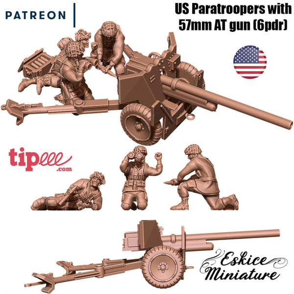 57mm AT gun US paratroopers - 28mm - Only-Games