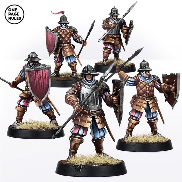 Vinci Spear Militia (5 Models) - One Page Rules - Miniatures by
