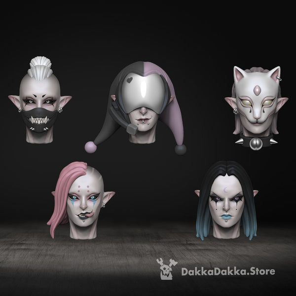 Female Jester Head Bits Set x5 - Only-Games