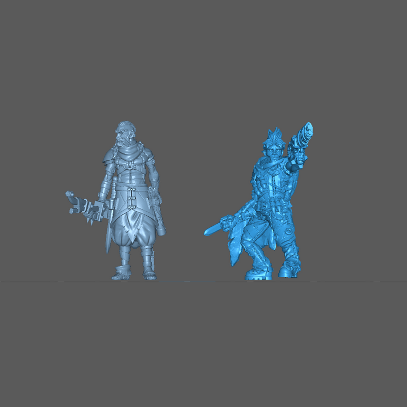 (0165) Male sci-fi post-apocalyptic warrior with mechanical arm and gun - Only-Games