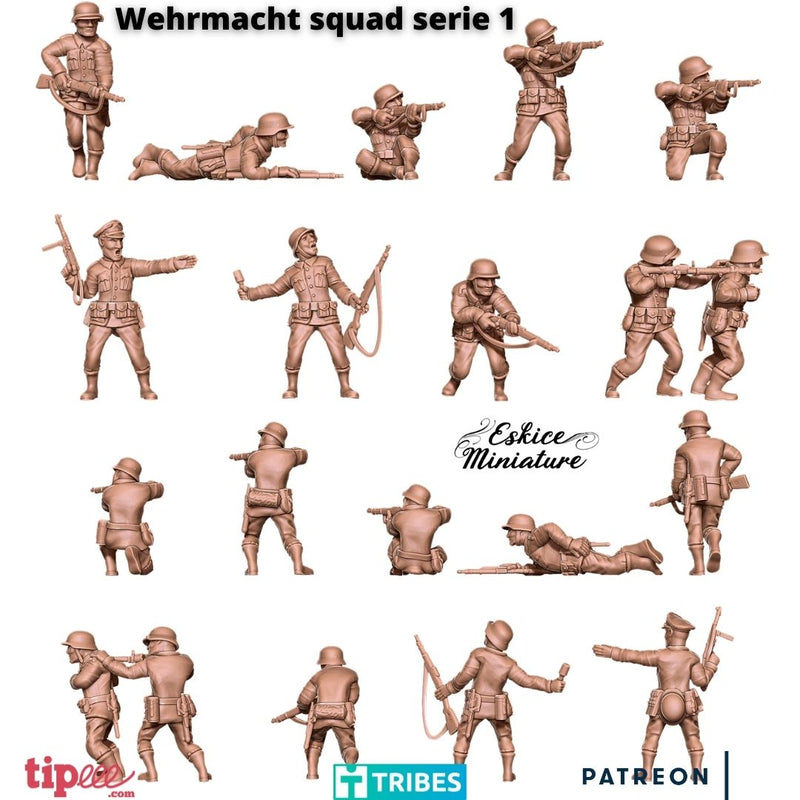 Wehrmacht german Squad 1 (x10) - 28mm - Only-Games