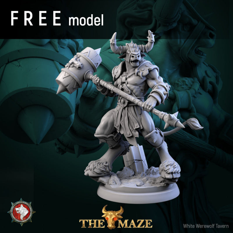 Beastman Charger V4 FREE STL miniature 32mm pre-supported - Only-Games