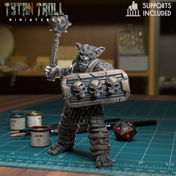 Bug Bear With Skull Shield And Mace- TytanTroll Miniatures - DnD - Fantasy - Only-Games
