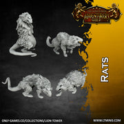 Rats - Set of 12 (3 sets of 4) (32mm scale) - Only-Games