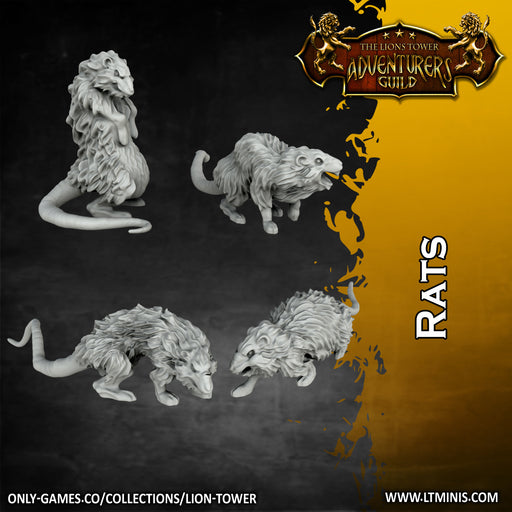 Rats - Set of 12 (3 sets of 4) (32mm scale) - Only-Games