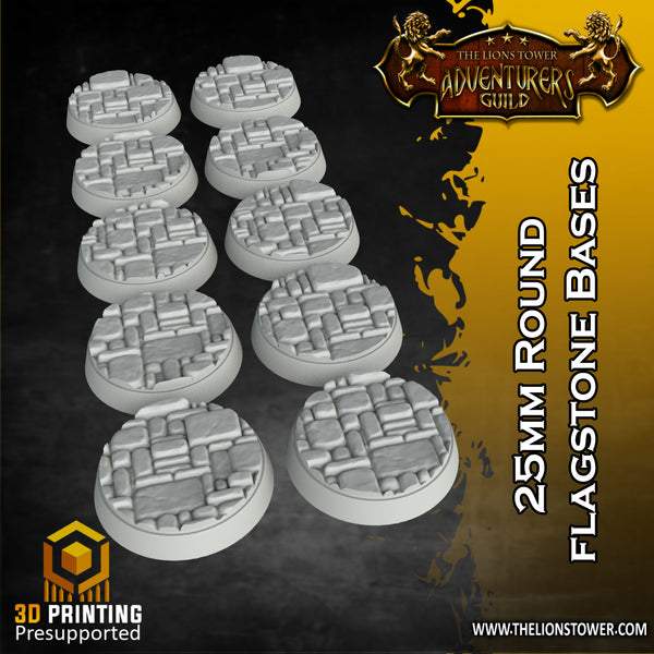 25mm Diameter Round Flagstone bases (pack of 10) - Only-Games