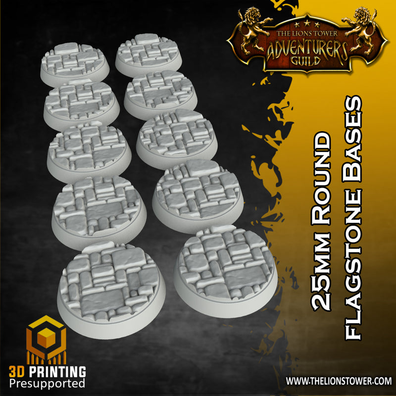 25mm Diameter Round Flagstone bases (pack of 10) - Only-Games