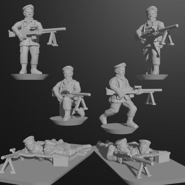 10 & 15mm British Infantry in Berets with L7A2 GPMGs (12 models) - Only-Games