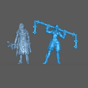 (0146) Female elf human tiefling firbolg half-orc shaolin monk with two hands mace or chain club - Only-Games