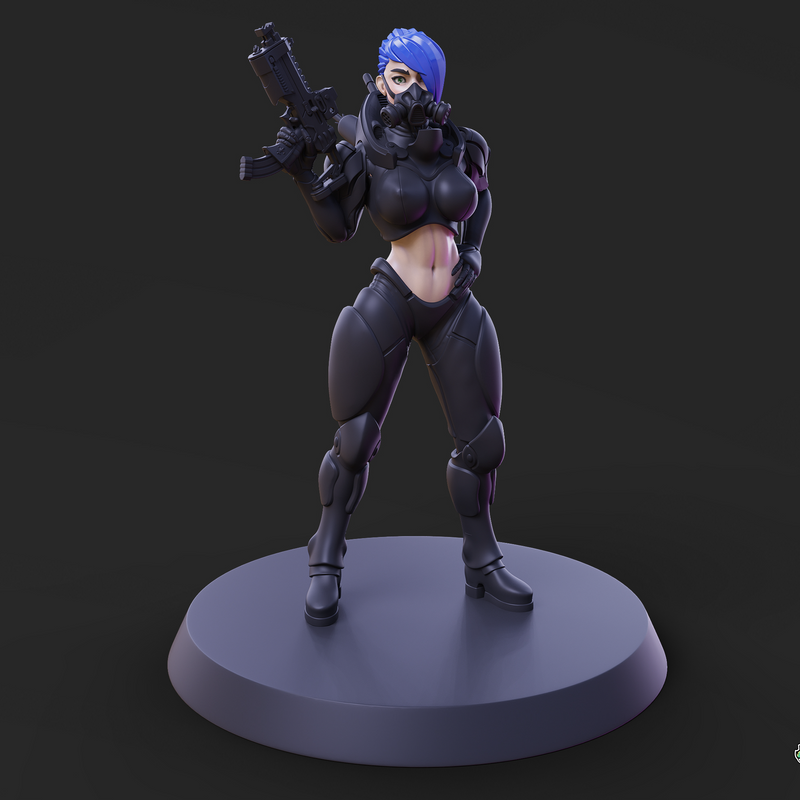 Cyberpunk Mercenary Pose 1 - 4 Variants and Pinup - Only-Games