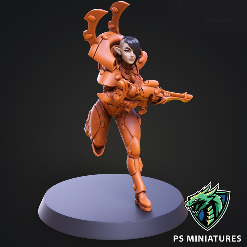 Space Elf Female Soldier Pose 3 - Only-Games