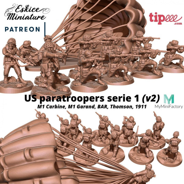 US paratroopers ww2 x10 serie 1 - 28mm for wargame - Only-Games