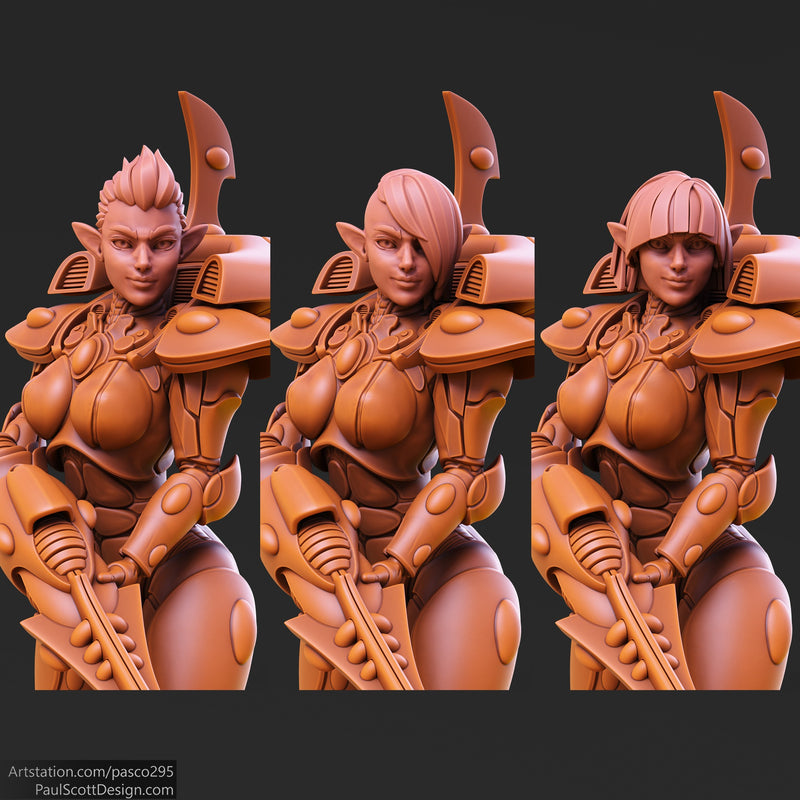 Space Elf Female Soldier Pose 4 - Only-Games