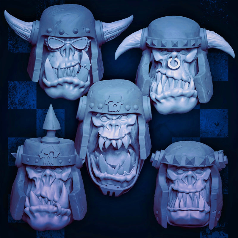 Orc Helmet Heads - Set A (Elite Size) - Only-Games