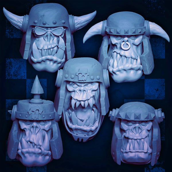 Orc Helmet Heads - Set A (Lad Size) - Only-Games
