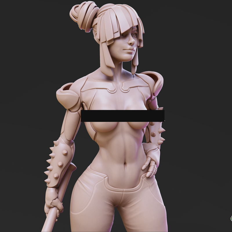 Cyberpunk Scrapper Girl Pose 1 Pinup - Only-Games