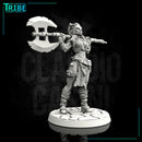 (0096) Female human elf half-orc tiefling firbolg barbarian with big axe - Only-Games